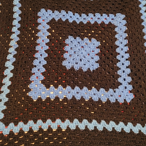 Elegant Black and Blue Crochet Throw Blanket - Picture 3 of 4